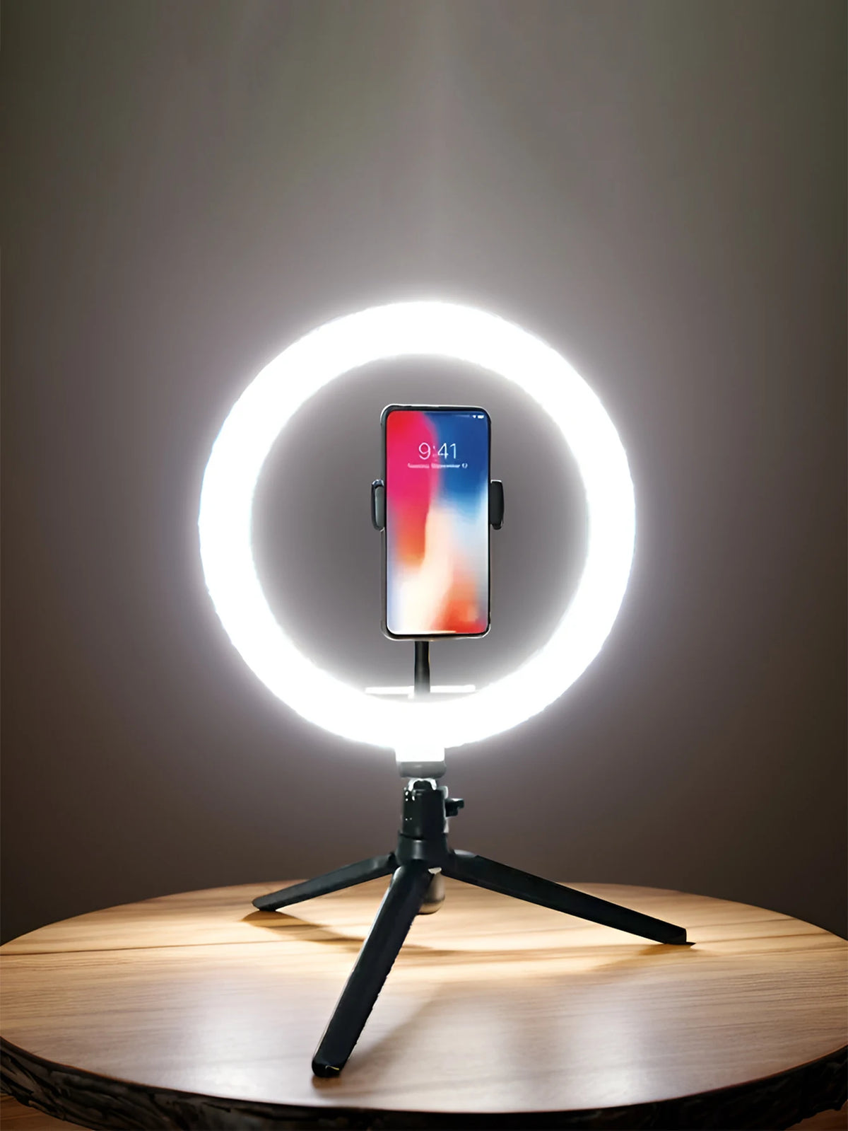 Aro de luz LED de 26 cm con trípode para selfies y fotografía