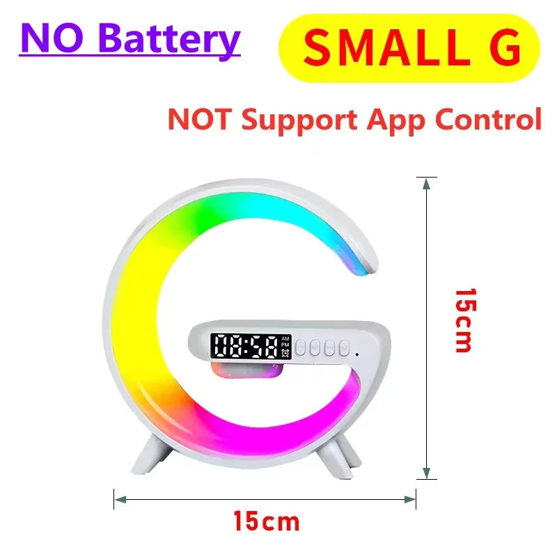 Soporte de cargador inalámbrico multifunción, altavoz despertador con luz RGB para iPhone, Samsung, Xiaomi, Mini estación de carga rápida