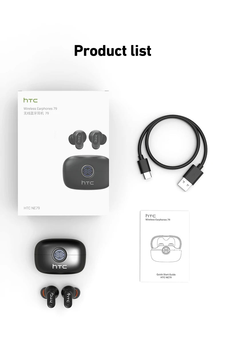 Auriculares inalámbricos HTC NE79 con traductor, cancelación de ruido y pantalla LED