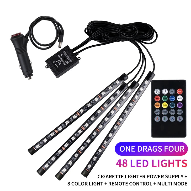 Luces LED para el interior del coche, con app y mando