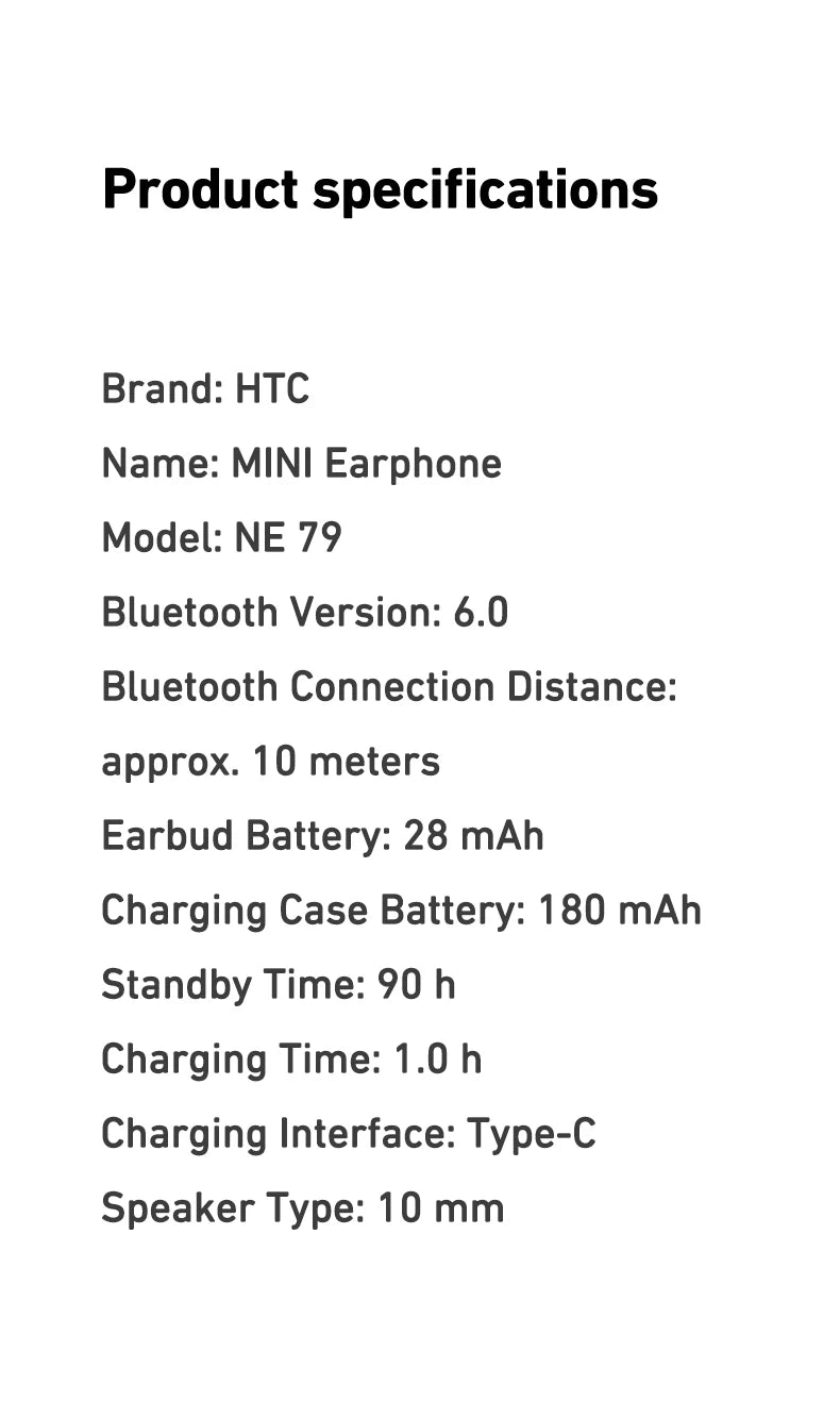 Auriculares inalámbricos HTC NE79 con traductor, cancelación de ruido y pantalla LED