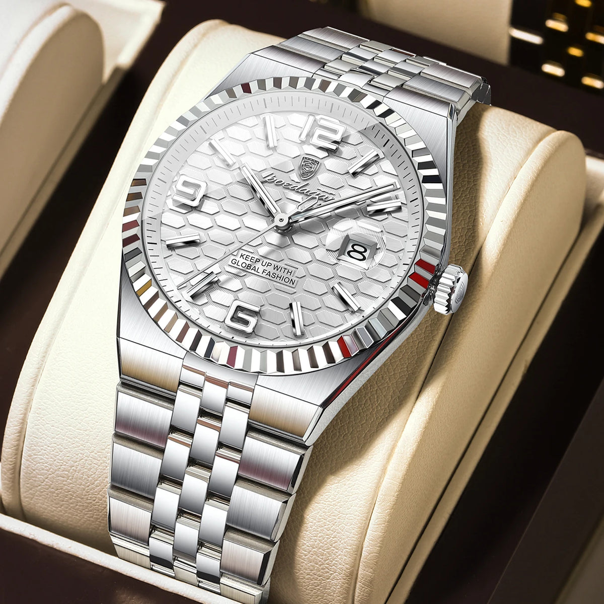 Reloj POEDAGAR de acero inoxidable para hombre, sumergible y con fecha