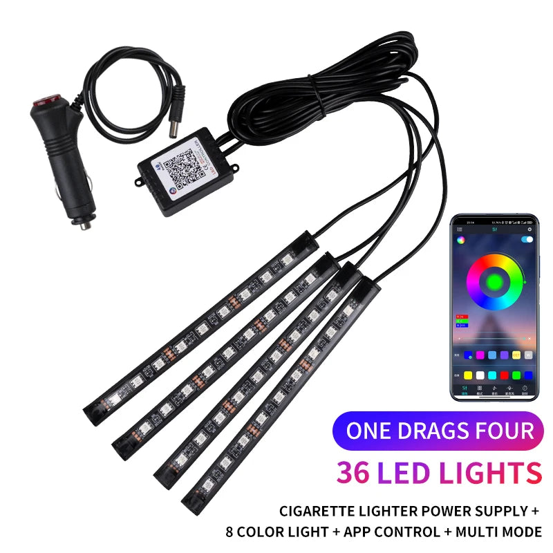 Luces LED para el interior del coche, con app y mando