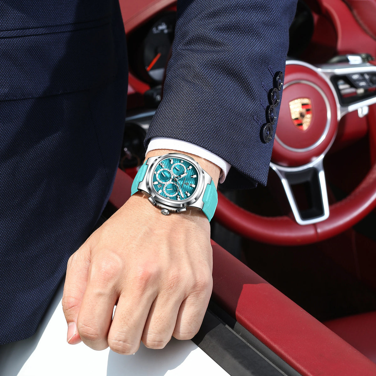 Reloj POEDAGAR Original para Hombre, de Cuero, Resistente al Agua, Luminoso, de Moda, con Fecha, Cronógrafo, Cuarzo, Deportivo