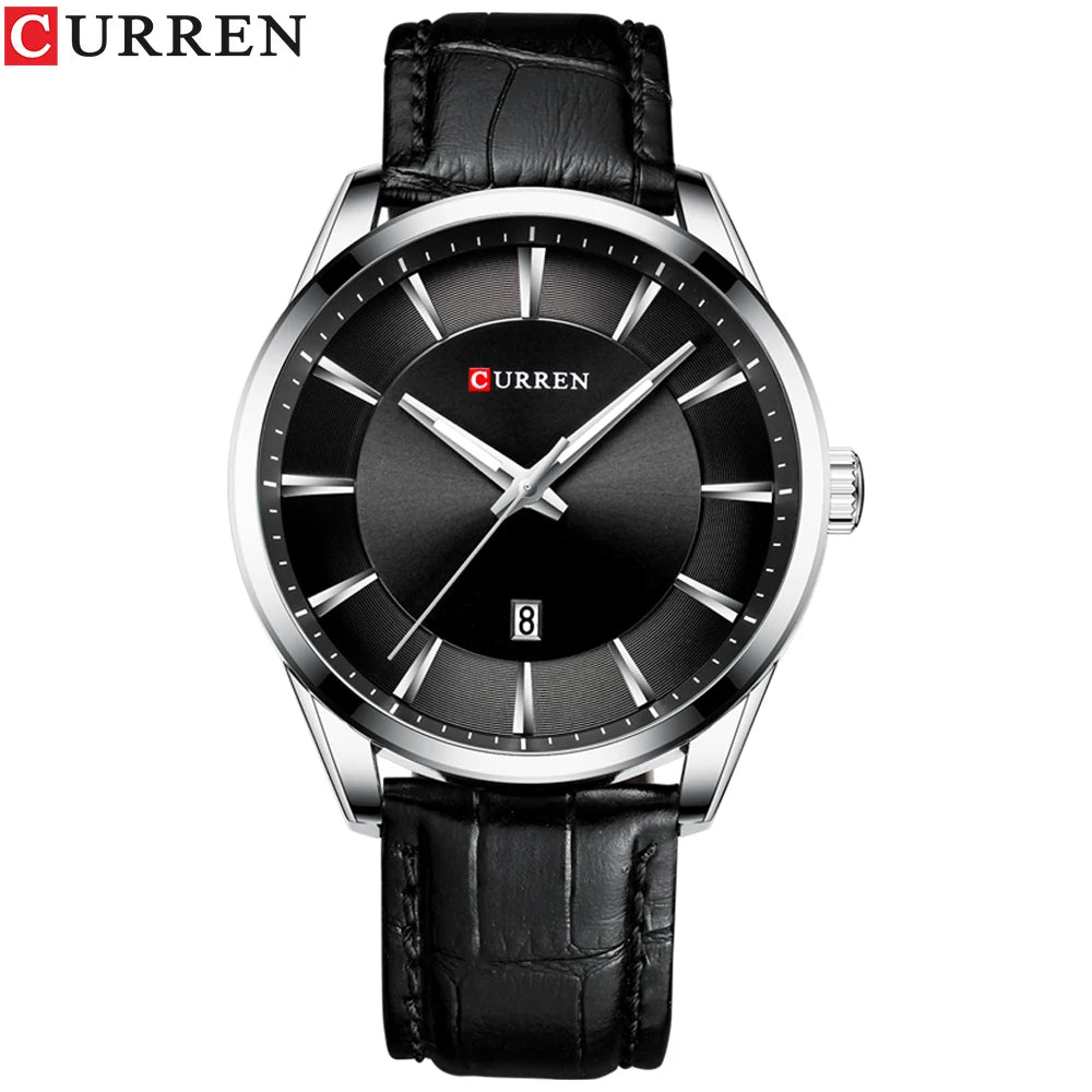Reloj de hombre clásico de cuarzo con correa de piel