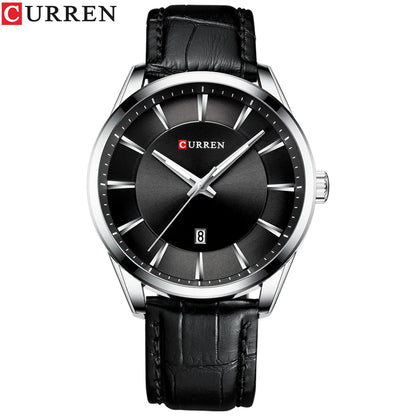 Reloj de hombre clásico de cuarzo con correa de piel