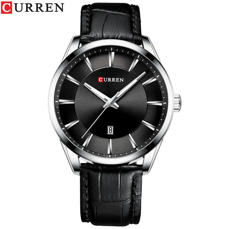 Reloj de hombre clásico de cuarzo con correa de piel