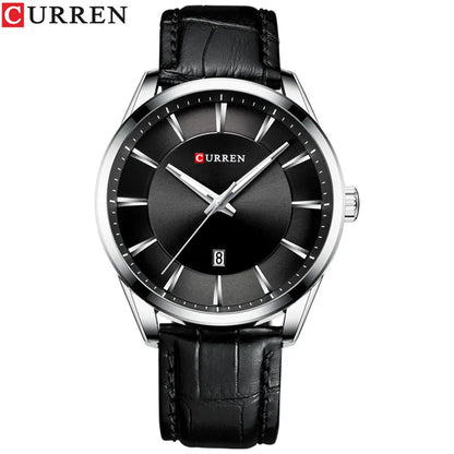 Reloj de hombre clásico de cuarzo con correa de piel