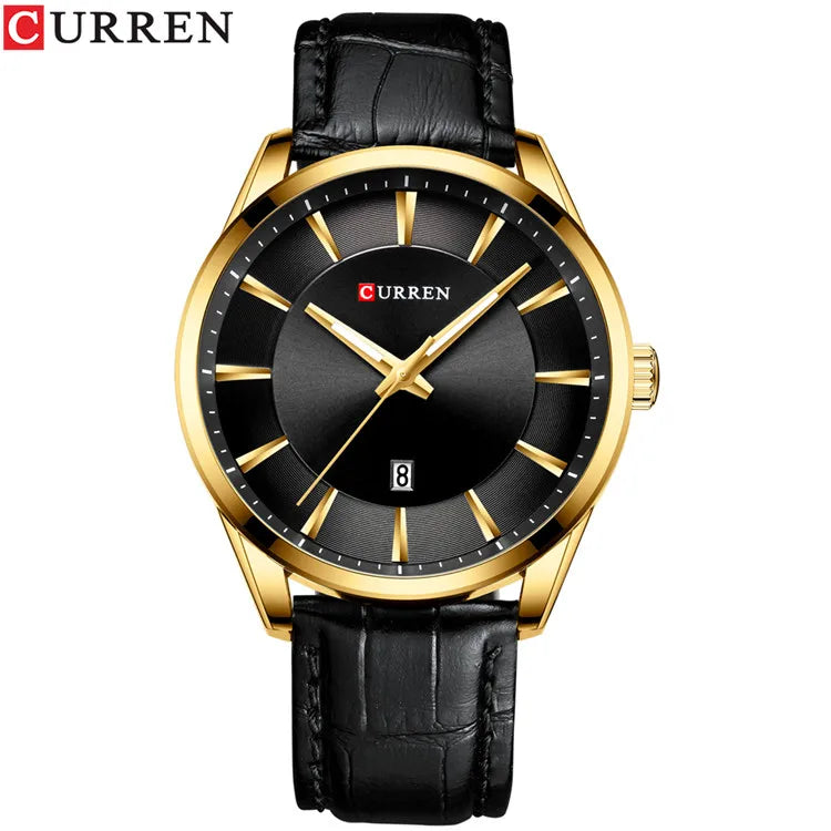 Reloj de hombre clásico de cuarzo con correa de piel