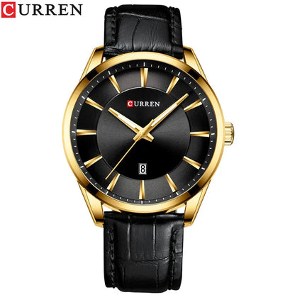 Reloj de hombre clásico de cuarzo con correa de piel