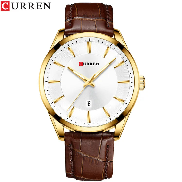 Reloj de hombre clásico de cuarzo con correa de piel