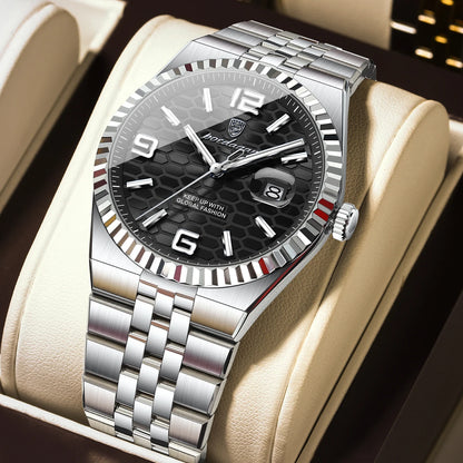 Reloj POEDAGAR de acero inoxidable para hombre, sumergible y con fecha