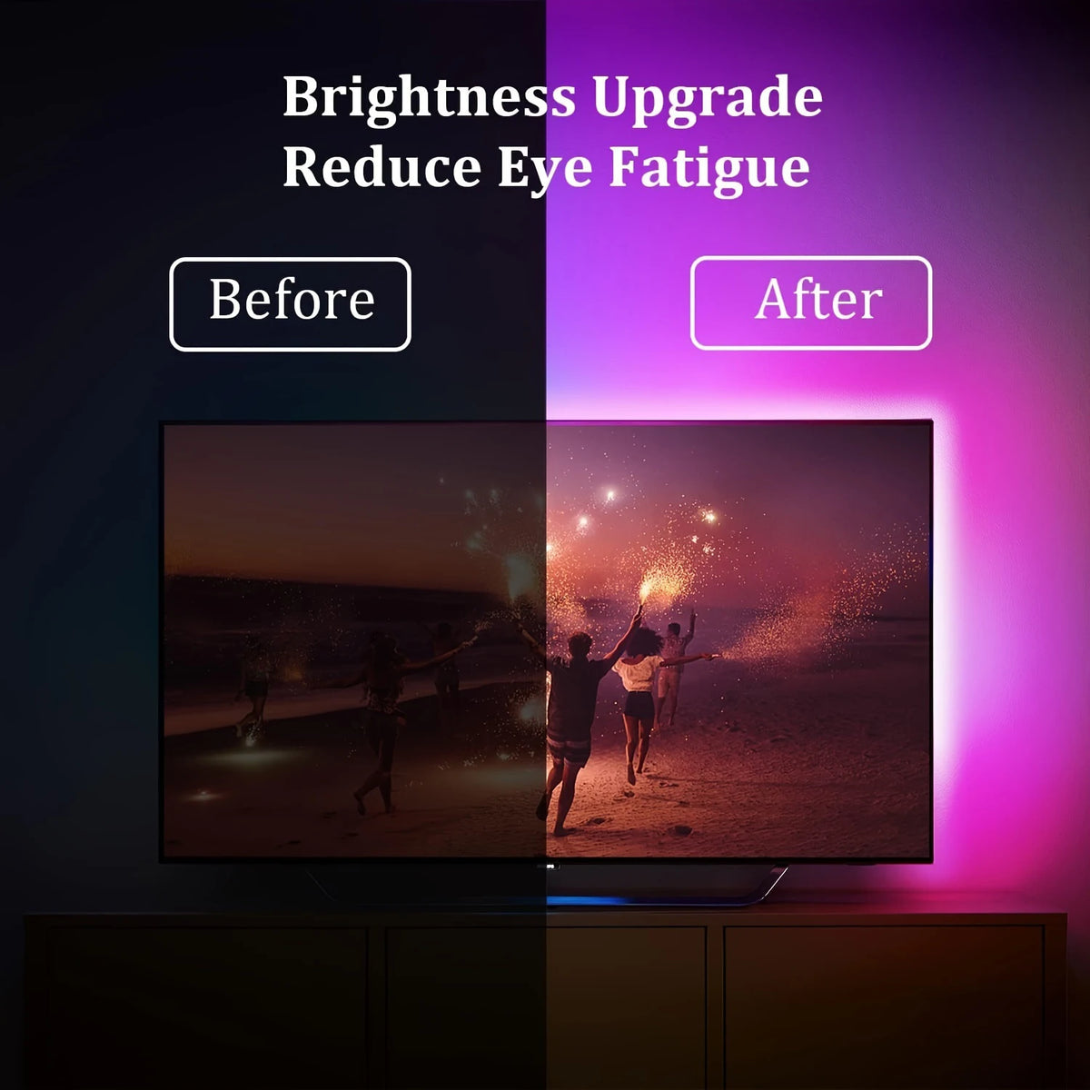 Tira de luces LED RGB para televisión con Bluetooth, luz de fondo por USB