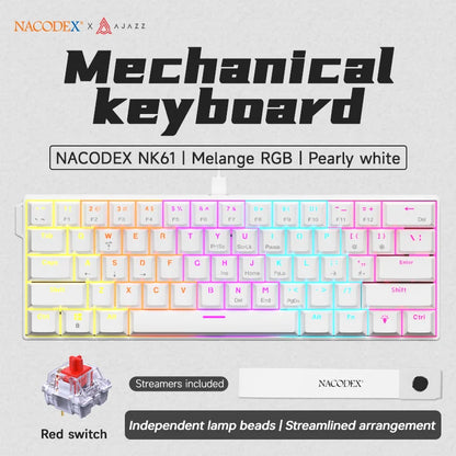 Teclado mecánico gamer compacto de 61 teclas con RGB, switches intercambiables