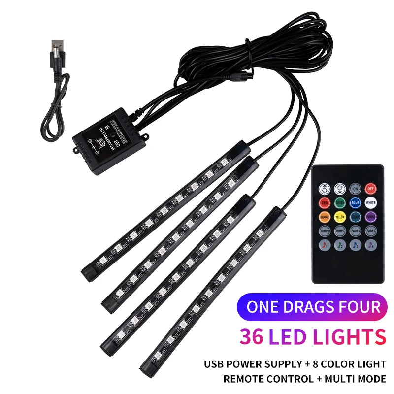 Luces LED para el interior del coche, con app y mando