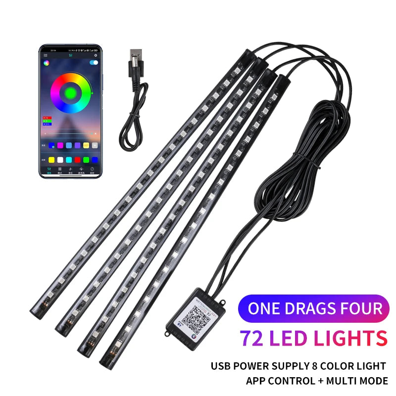 Luces LED para el interior del coche, con app y mando
