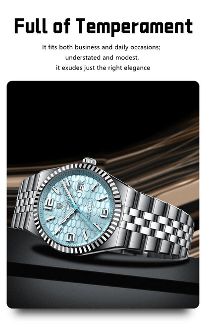 Reloj POEDAGAR de acero inoxidable para hombre, sumergible y con fecha