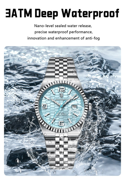 Reloj POEDAGAR de acero inoxidable para hombre, sumergible y con fecha