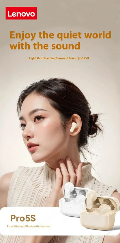 Auriculares Lenovo Pro 5s inalámbricos con micrófono y cancelación de ruido