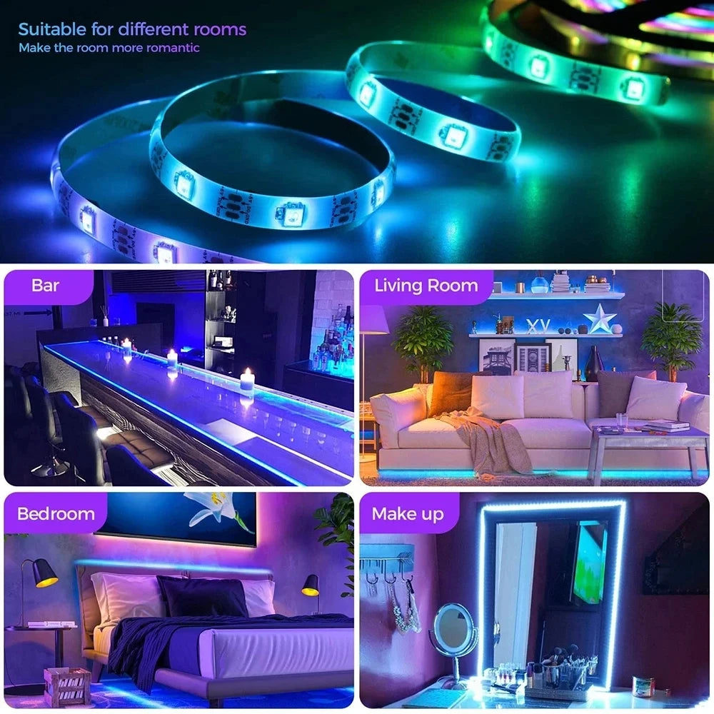 Tira de LED RGB con Bluetooth para habitación, televisión y ordenador