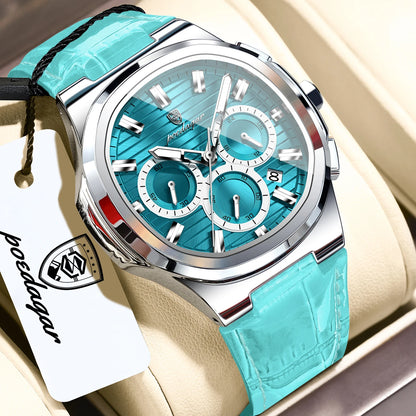 Reloj POEDAGAR Original para Hombre, de Cuero, Resistente al Agua, Luminoso, de Moda, con Fecha, Cronógrafo, Cuarzo, Deportivo
