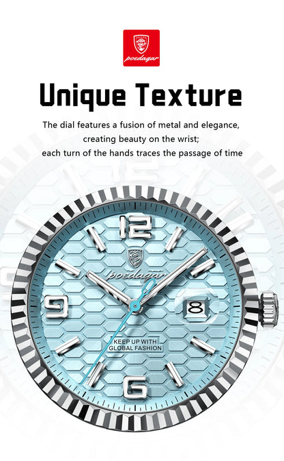 Reloj POEDAGAR de acero inoxidable para hombre, sumergible y con fecha