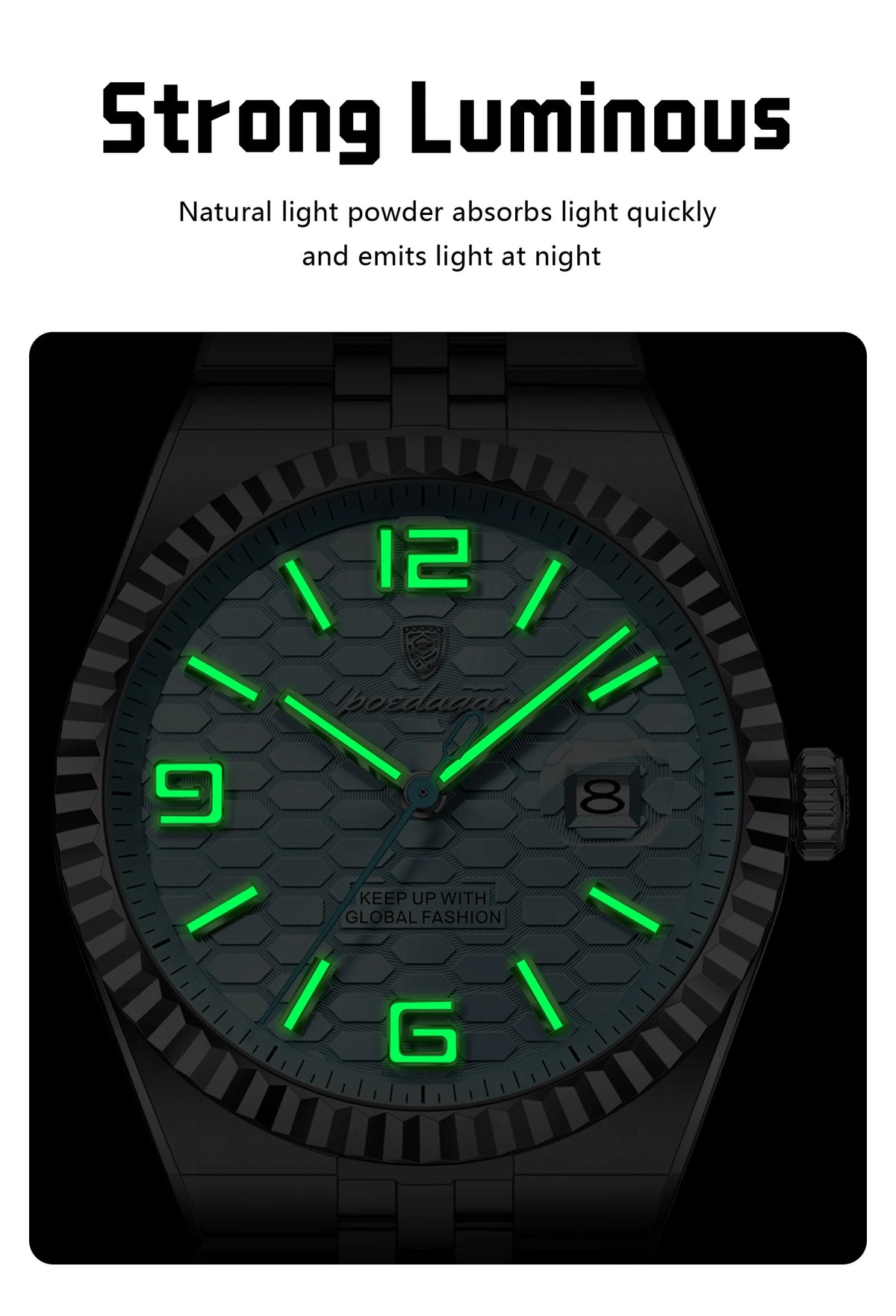 Reloj POEDAGAR de acero inoxidable para hombre, sumergible y con fecha