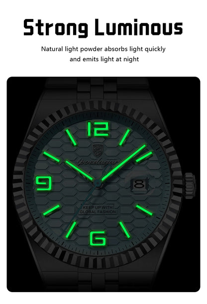 Reloj POEDAGAR de acero inoxidable para hombre, sumergible y con fecha