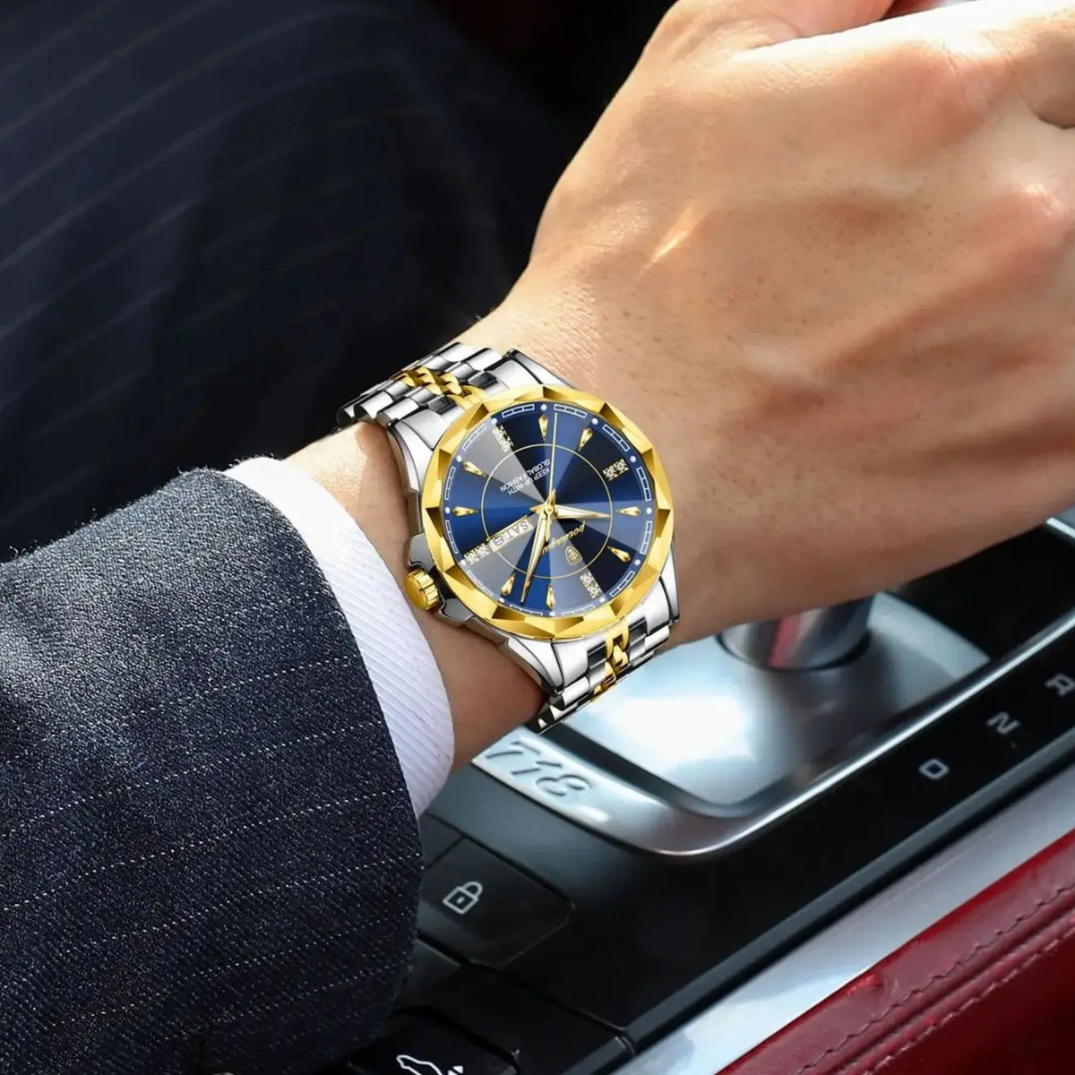 Reloj de hombre de acero inoxidable, sumergible, con fecha y día de la semana