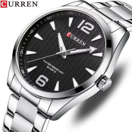 Reloj de hombre en acero con luz nocturna, estilo elegante