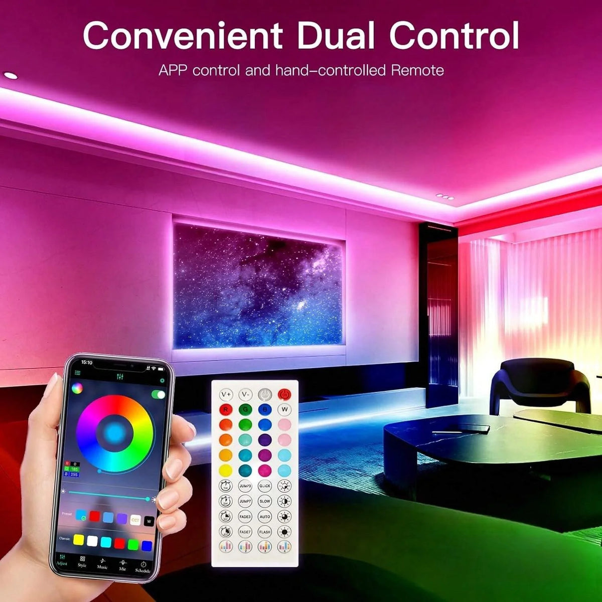 Tira de LED RGB con Bluetooth para habitación, televisión y ordenador