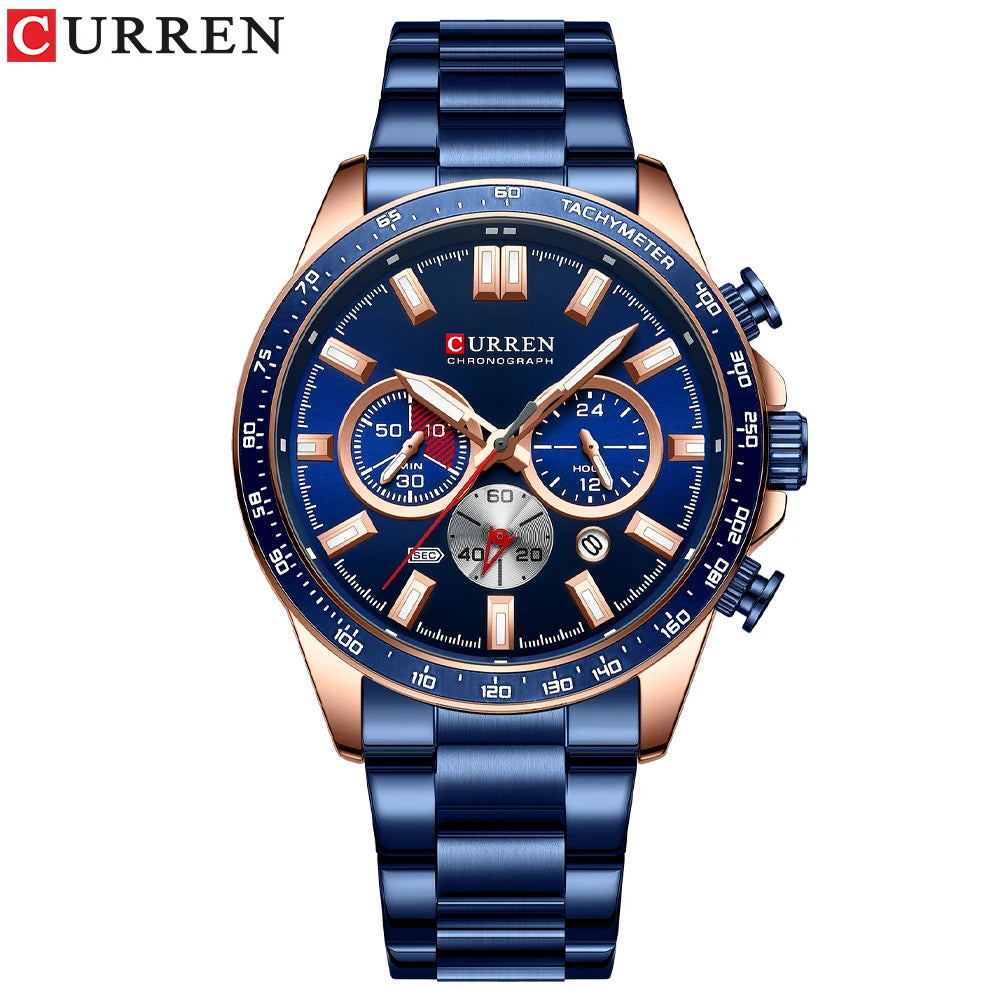 Reloj de hombre multifunción con cronógrafo y agujas luminosas