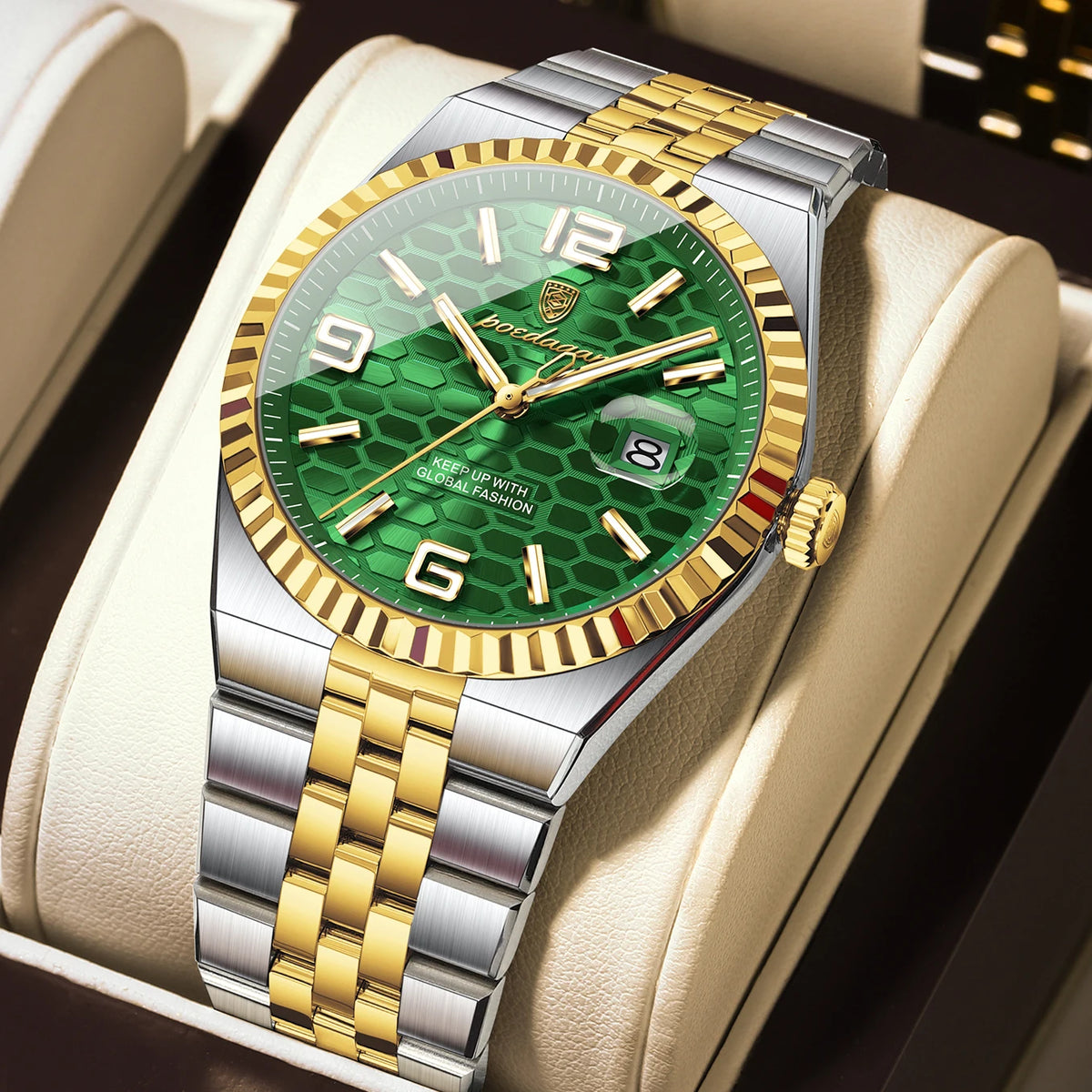 Reloj POEDAGAR de acero inoxidable para hombre, sumergible y con fecha