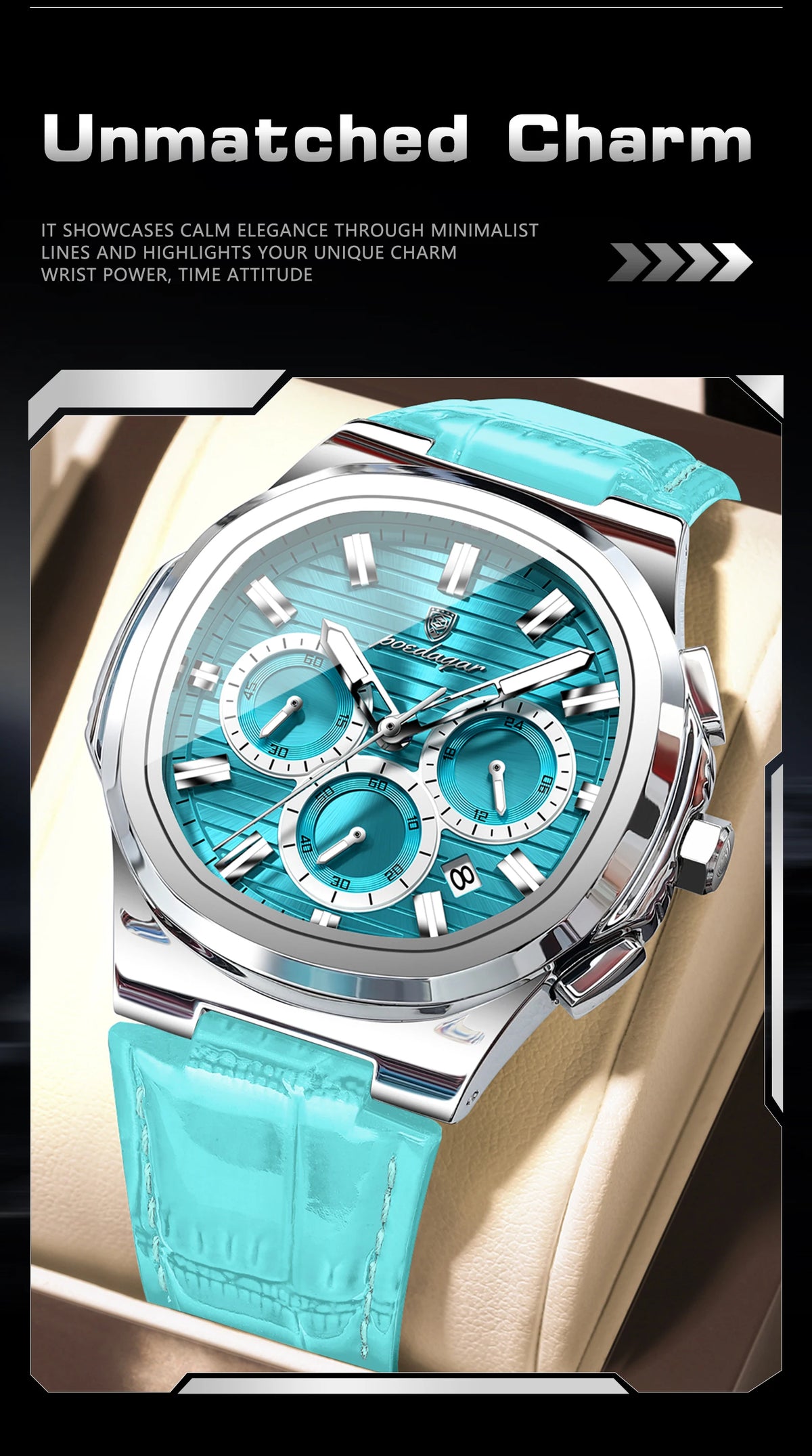 Reloj POEDAGAR Original para Hombre, de Cuero, Resistente al Agua, Luminoso, de Moda, con Fecha, Cronógrafo, Cuarzo, Deportivo