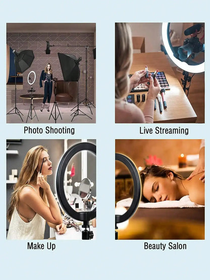 Aro de luz LED de 26 cm con trípode para selfies y fotografía
