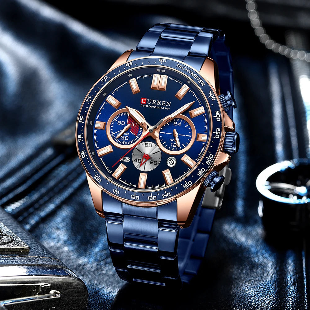 Reloj de hombre multifunción con cronógrafo y agujas luminosas