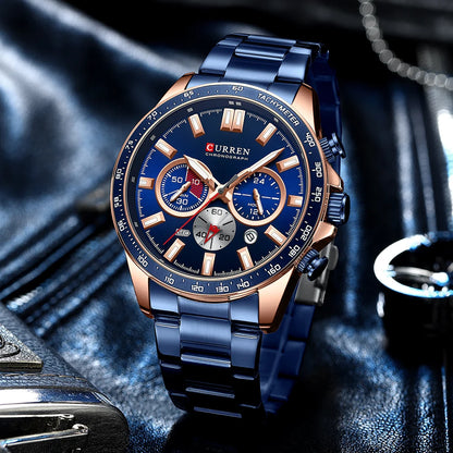 Reloj de hombre multifunción con cronógrafo y agujas luminosas