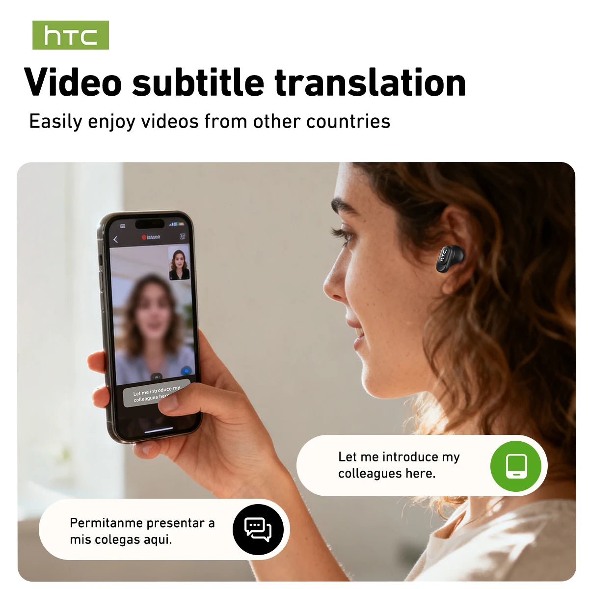 Auriculares inalámbricos HTC NE79 con traductor, cancelación de ruido y pantalla LED