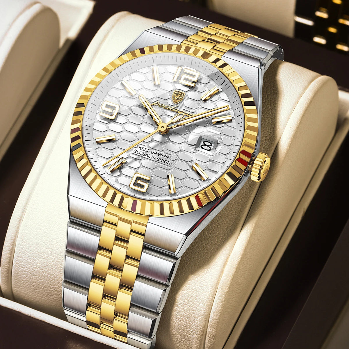 Reloj POEDAGAR de acero inoxidable para hombre, sumergible y con fecha