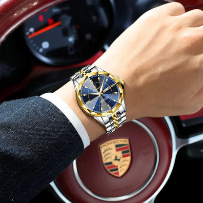 Reloj de hombre de acero inoxidable, sumergible, con fecha y día de la semana