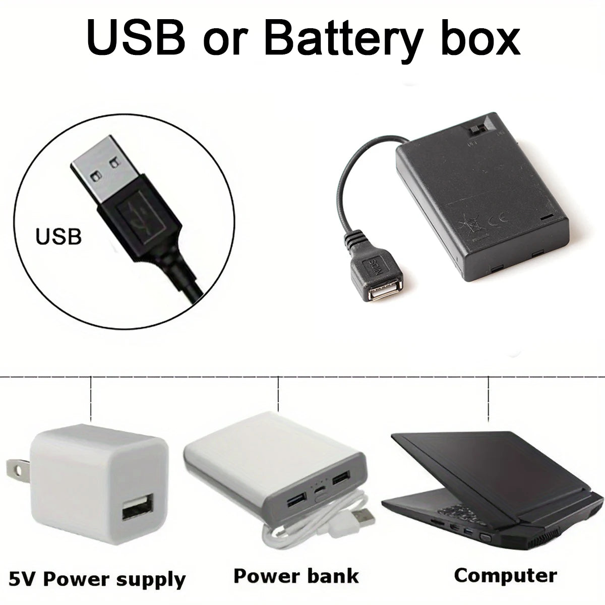Tira de luces LED RGB con pilas y USB, con mando a distancia