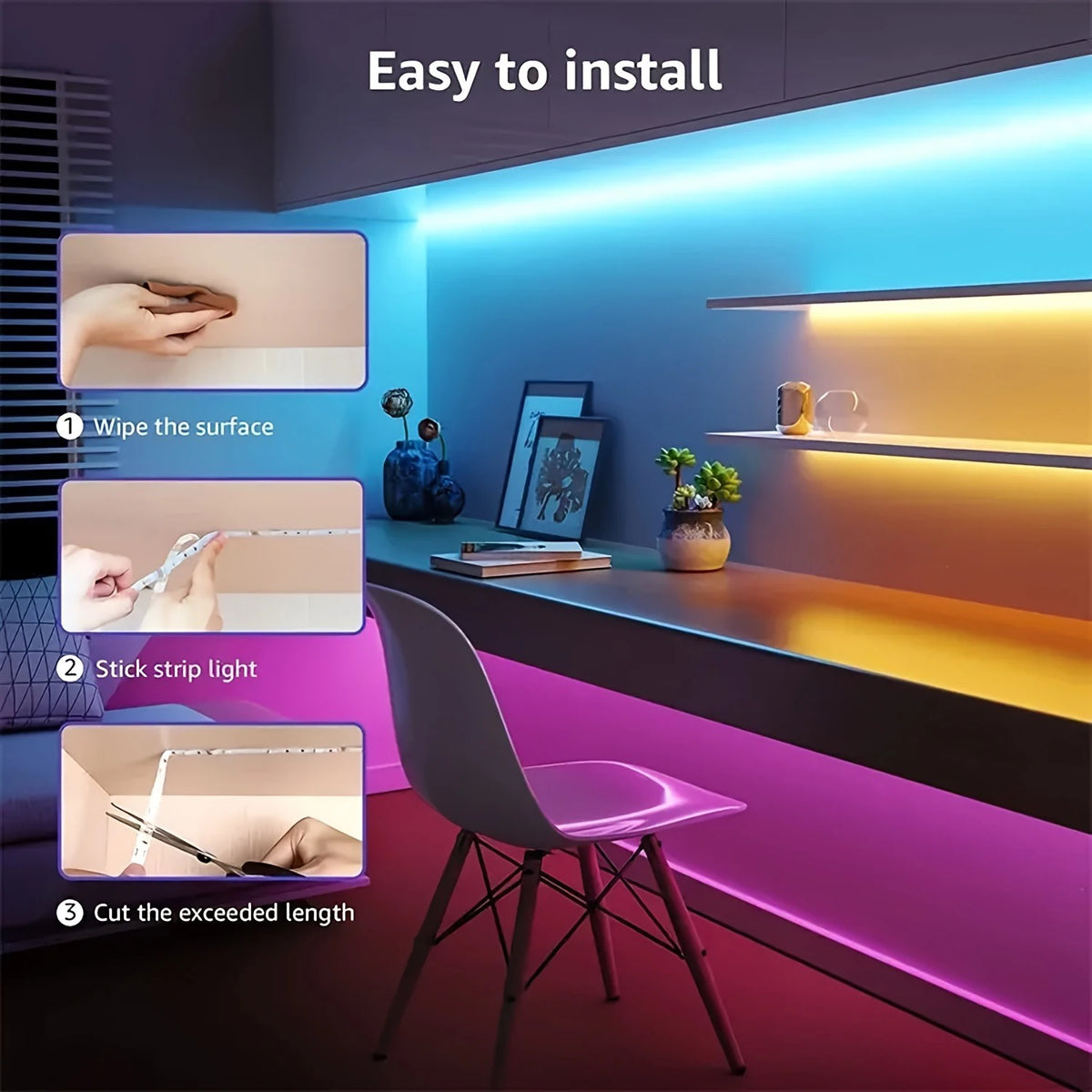 Tira de luces LED RGB con pilas y USB, con mando a distancia