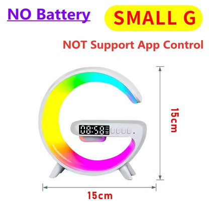Soporte de cargador inalámbrico multifunción, altavoz despertador con luz RGB para iPhone, Samsung, Xiaomi, Mini estación de carga rápida
