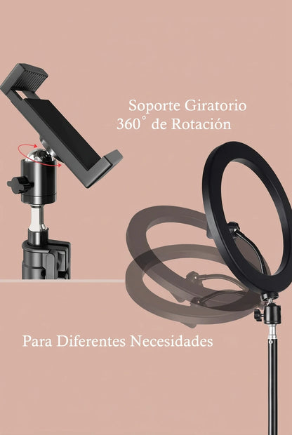 Aro de luz LED de 26 cm con trípode para selfies y fotografía