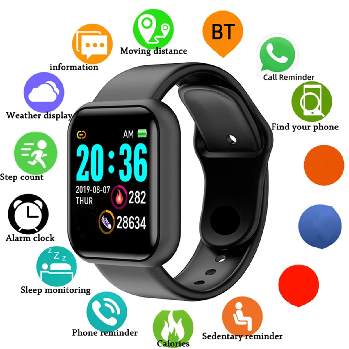 Reloj inteligente con monitor de actividad y notificaciones
