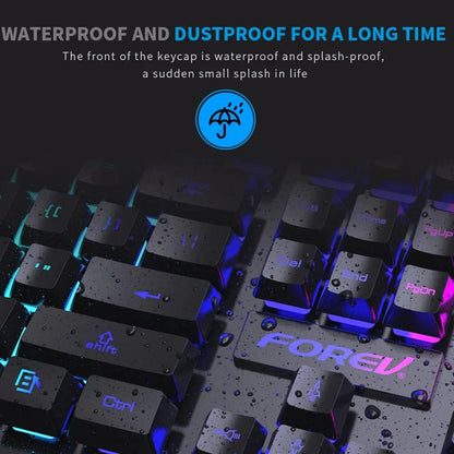Teclado gamer de 104 teclas con luz RGB, tacto mecánico y resistente al agua