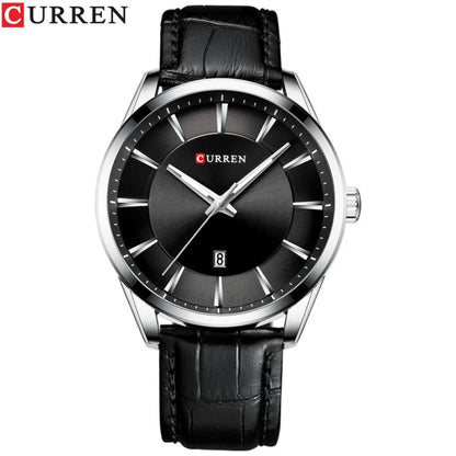 Reloj de hombre minimalista con calendario y correa de piel