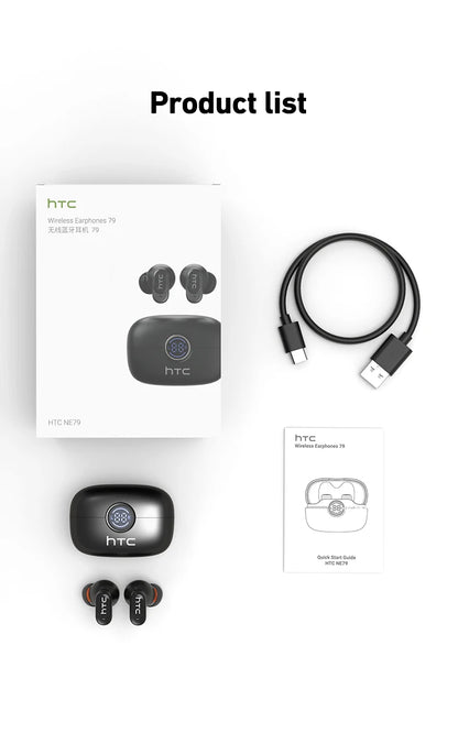 Auriculares inalámbricos HTC NE79 con traductor, cancelación de ruido y pantalla LED