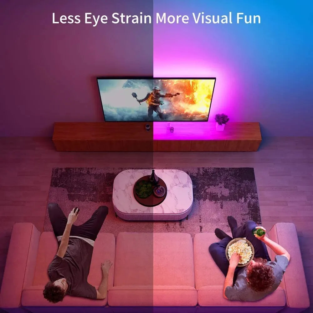Tira de luces LED RGB para televisión con Bluetooth, luz de fondo por USB