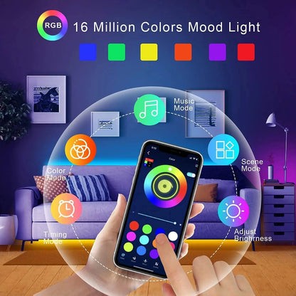 Tira de luces LED RGB para televisión con Bluetooth, luz de fondo por USB